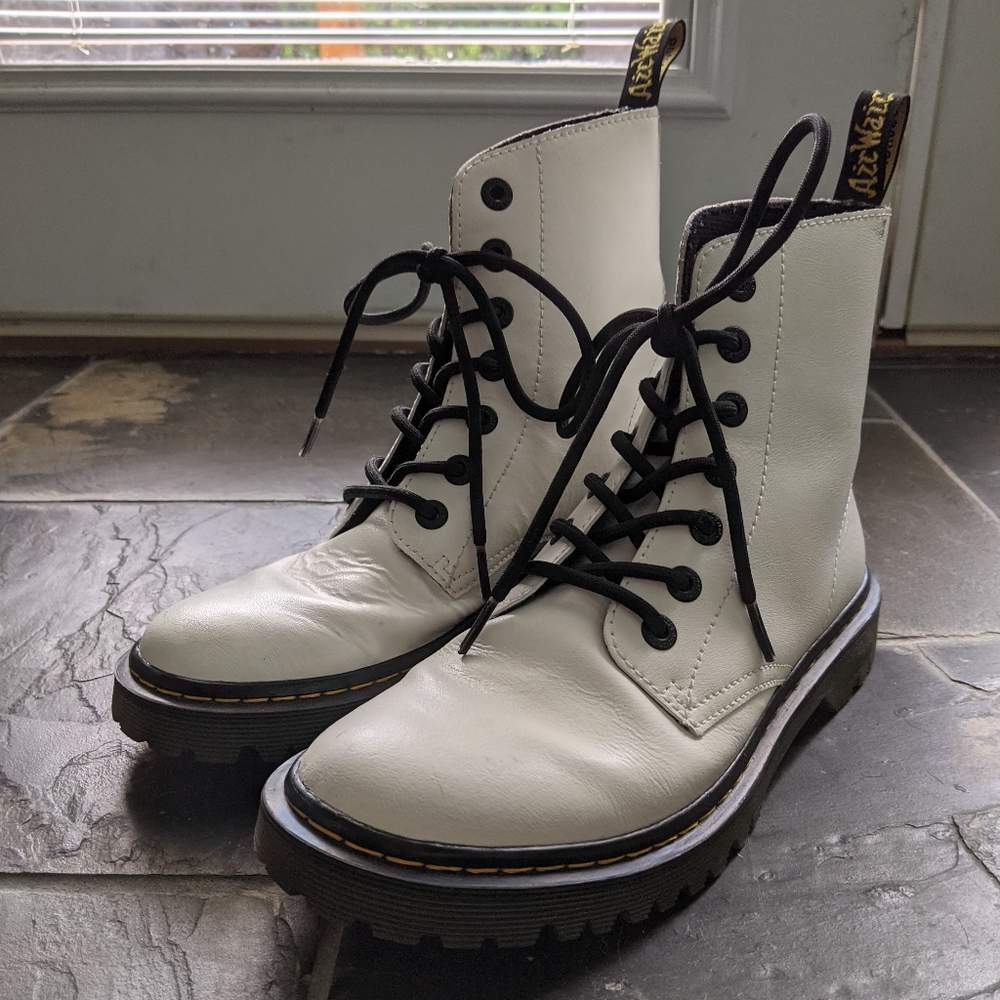 Unisex White doc marten ankle boots